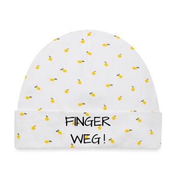 Finger weg! - Baby Premium Organic Mütze - Weiß/Zitronengelb - Vorne