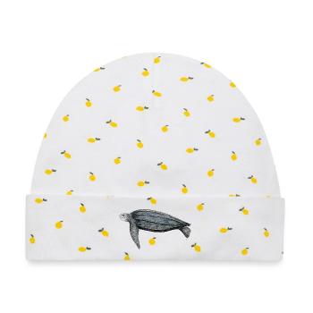 Tortue Lüth Lederschildkröte Lederschildkröte Leder - Baby Premium Organic Mütze - Weiß/Zitronengelb - Vorne