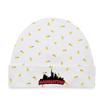 Mainhattan - Skyline der Stadt Frankfurt am Main - Baby Premium Organic Mütze - Weiß/Zitronengelb - Vorne