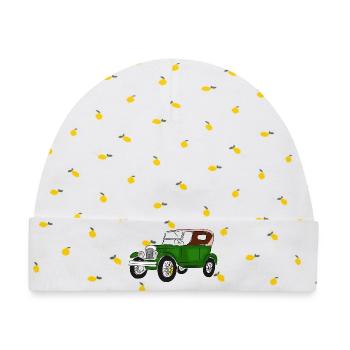 Oldtimerfarbenfroh, - Baby Premium Organic Mütze - Weiß/Zitronengelb - Vorne