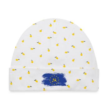 Europa Flagge mit Hammer und Sichel / Geschenk - Baby Premium Organic Mütze - Weiß/Zitronengelb - Vorne