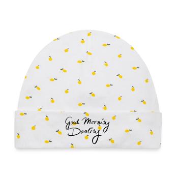 Good Morning Darling - Baby Premium Organic Mütze - Weiß/Zitronengelb - Vorne