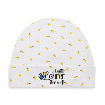 Lustiger Lehrer - Baby Premium Organic Mütze - Weiß/Zitronengelb - Vorne
