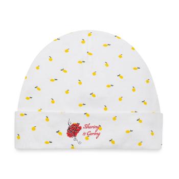 Polyam Sharing ist Caring-Logo - Baby Premium Organic Mütze - Weiß/Zitronengelb - Vorne