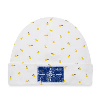 NATO Flagge Fahne Grunge Retro Vintage - Baby Premium Organic Mütze - Weiß/Zitronengelb - Vorne