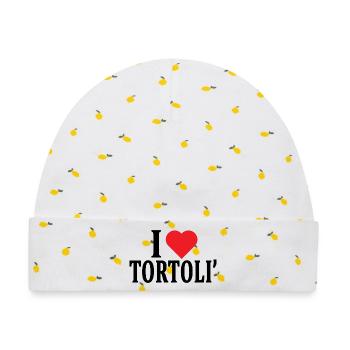 T-Shirt Io amo Tortolì T-Shirt Sardinien - Baby Premium Organic Mütze - Weiß/Zitronengelb - Vorne