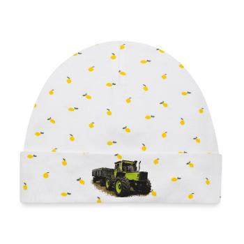 MB trac 1600 turbo mit Anhänger - Baby Premium Organic Mütze - Weiß/Zitronengelb - Vorne