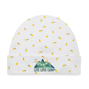 Live Liebescamp - Baby Premium Organic Mütze - Weiß/Zitronengelb - Vorne
