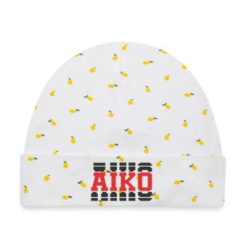 Aiko T-Shirt Geschenkidee gestapelter Text - Baby Premium Organic Mütze - Weiß/Zitronengelb - Vorne