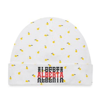 T-Shirt Alberta T-Shirt Geschenkidee gestapelter Text - Baby Premium Organic Mütze - Weiß/Zitronengelb - Vorne