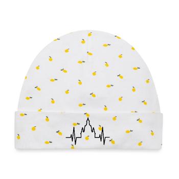 Herzschlag Frauenkirche Dresden Puls Logo Symbol - Baby Premium Organic Mütze - Weiß/Zitronengelb - Vorne
