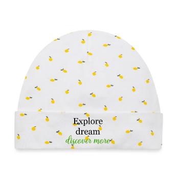 Entdecken Sie Dream Entdecken Sie mehr Lebensweg - Baby Premium Organic Mütze - Weiß/Zitronengelb - Vorne