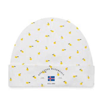 Gullfoss Island – Urlaub Souvenir & Geschenk - Baby Premium Organic Mütze - Weiß/Zitronengelb - Vorne