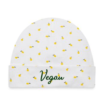 Vegan - Veganerin - Veganer - Baby Premium Organic Mütze - Weiß/Zitronengelb - Vorne