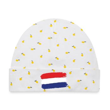 Holländische Flagge Pinselstrich - Baby Premium Organic Mütze - Weiß/Zitronengelb - Vorne