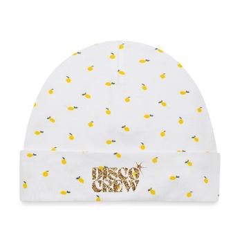 Disco Crew Glitzer Gold Logo - Baby Premium Organic Mütze - Weiß/Zitronengelb - Vorne