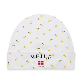 Vejle Dänemark – Urlaub Souvenir & Geschenk - Baby Premium Organic Mütze - Weiß/Zitronengelb - Vorne