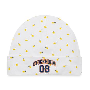 Stockholm 08 Varsity Edition - Baby Premium Organic Mütze - Weiß/Zitronengelb - Vorne