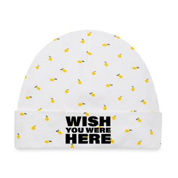 WISH YOU WERE HERE - Baby Premium Organic Mütze - Weiß/Zitronengelb - Vorne