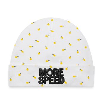 More Speed - Baby Premium Organic Mütze - Weiß/Zitronengelb - Vorne