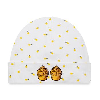 Cupcake Backen Comic - Baby Premium Organic Mütze - Weiß/Zitronengelb - Vorne