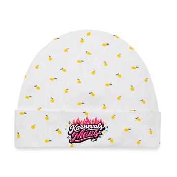 Karnevalsmaus Köln - Kölner Karneval Design - Baby Premium Organic Mütze - Weiß/Zitronengelb - Vorne