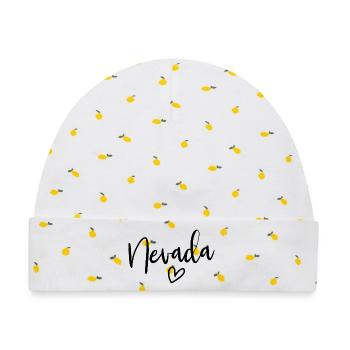 Nevada Heart Women's Love Nevada - Baby Premium Organic Mütze - Weiß/Zitronengelb - Vorne