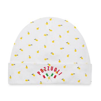 Pozzuoli kreuzte italienische Flaggen - Baby Premium Organic Mütze - Weiß/Zitronengelb - Vorne