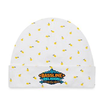Bassline Religion Neon Logo - Baby Premium Organic Mütze - Weiß/Zitronengelb - Vorne