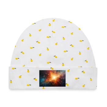 Kosmische Burst-Nebel-Explosion - Baby Premium Organic Mütze - Weiß/Zitronengelb - Vorne