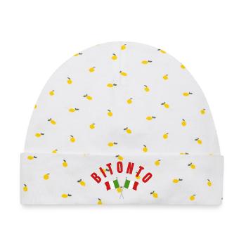 Bitonto kreuzte italienische Flaggen - Baby Premium Organic Mütze - Weiß/Zitronengelb - Vorne
