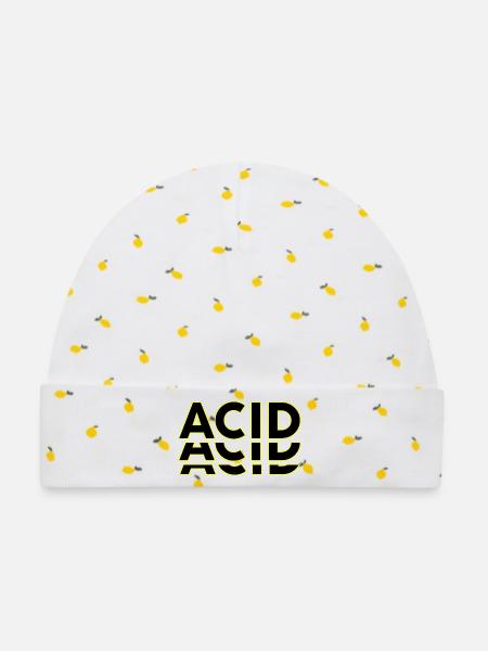 Acid Techno Amelie Harte Dunkle Beats - Baby Premium Organic Mütze - Weiß/Zitronengelb