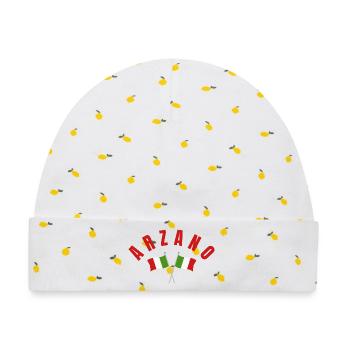 Arzano Italienische Flaggen - Baby Premium Organic Mütze - Weiß/Zitronengelb - Vorne