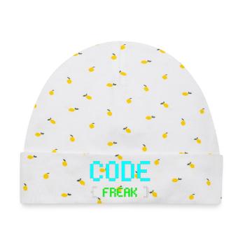 Pixel Code Freak Neon Tee - Baby Premium Organic Mütze - Weiß/Zitronengelb - Vorne