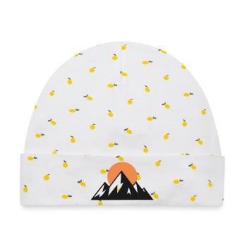 Berge Sonne Alpen Panorama - Baby Premium Organic Mütze - Weiß/Zitronengelb - Vorne