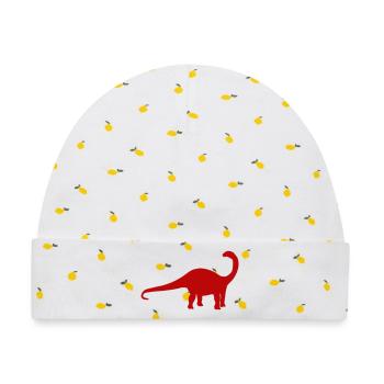 Brontosaurus Silhouette - Baby Premium Organic Mütze - Weiß/Zitronengelb - Vorne