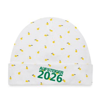 Aufsteiger 2026 Grünes Momentum - Baby Premium Organic Mütze - Weiß/Zitronengelb - Vorne