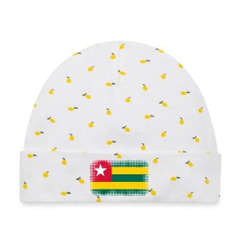 Geschenk für Togo - Baby Premium Organic Mütze - Weiß/Zitronengelb - Vorne