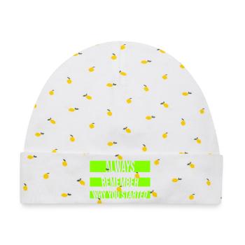 Always Remember Why You Started Motivation Spruch - Baby Premium Organic Mütze - Weiß/Zitronengelb - Vorne