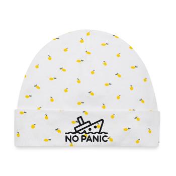 NO PANIC - Baby Premium Organic Mütze - Weiß/Zitronengelb - Vorne