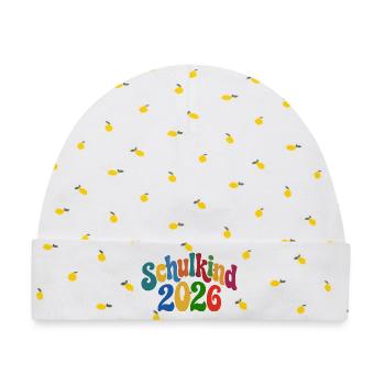 Schulkind 2026 | Einschulung | Erstklässler - Baby Premium Organic Mütze - Weiß/Zitronengelb - Vorne