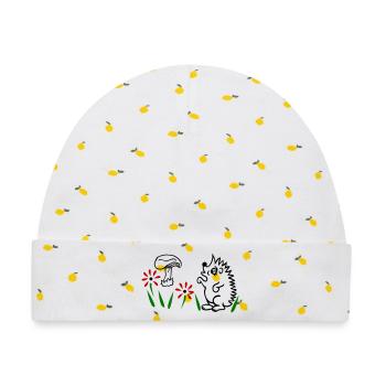 Igel mit Pilz, schönes Design für Naturliebhaber - Baby Premium Organic Mütze - Weiß/Zitronengelb - Vorne