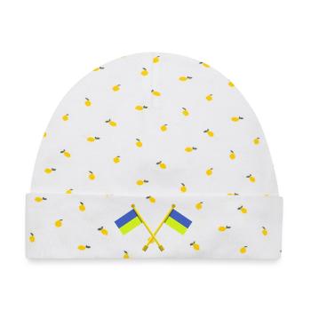 Ukrainische Flagge - Baby Premium Organic Mütze - Weiß/Zitronengelb - Vorne