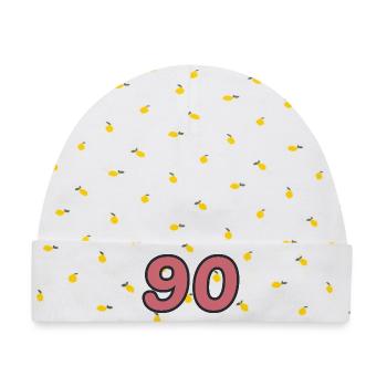 90. 90 JAHRE. 90-JÄHRIGES JUBILÄUM. 90-JÄHRIGES JUBILÄUM. - Baby Premium Organic Mütze - Weiß/Zitronengelb - Vorne