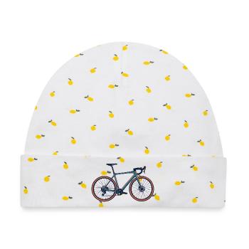 Rennrad Risograph - Baby Premium Organic Mütze - Weiß/Zitronengelb - Vorne