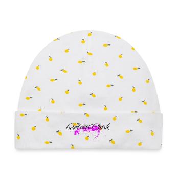 Pinker Farbklecks - Quoten Punk Statement - Baby Premium Organic Mütze - Weiß/Zitronengelb - Vorne