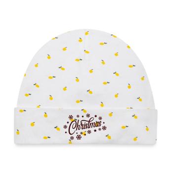 Christmas Script mit Schneeflocken - Baby Premium Organic Mütze - Weiß/Zitronengelb - Vorne