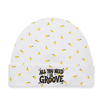 Alles, was du brauchst, ist Groove - Baby Premium Organic Mütze - Weiß/Zitronengelb - Vorne