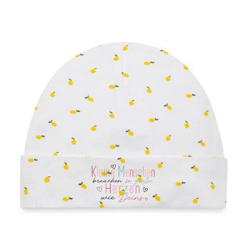 Kleine Menschen brauchen so große Herzen wie deins - Baby Premium Organic Mütze - Weiß/Zitronengelb - Vorne