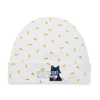 Geschenk zur Adoption einer älteren Katze - Baby Premium Organic Mütze - Weiß/Zitronengelb - Vorne